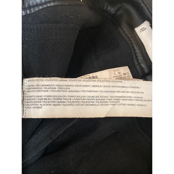 MNG Mango Womens Black Faux Vegan Leather High Waist Straight Trousers Pants 38 - Picture 5 of 5